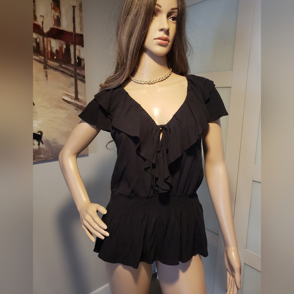 Black ruffle top